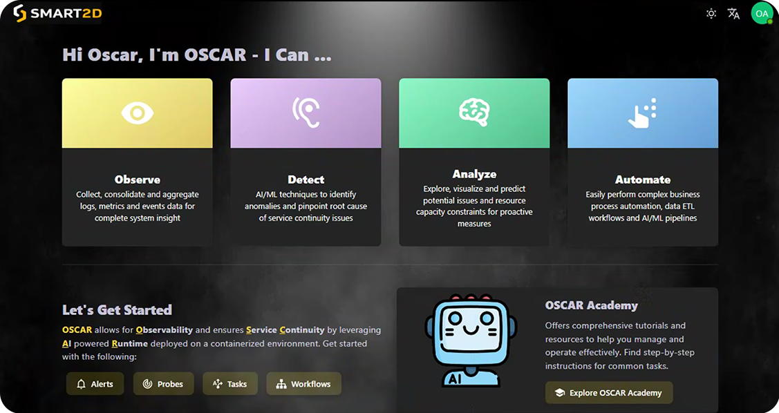 Page d'accueil OSCAR — Observe, Detect, Analyze, Automate